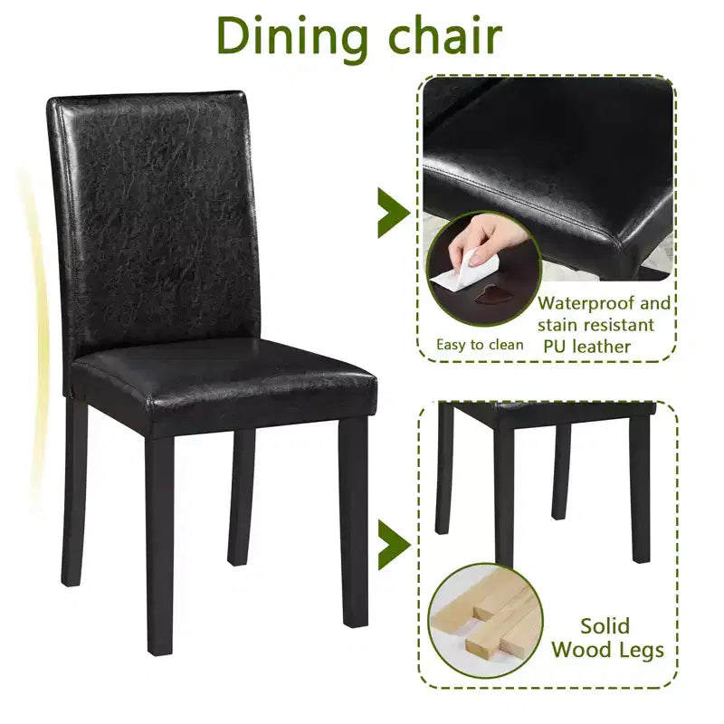 CLIHOME Ensemble de salle à manger 5 pièces en bois, ensemble de table de décoration de cuisine en cristal avec table carrée et 4 chaises rembourrées