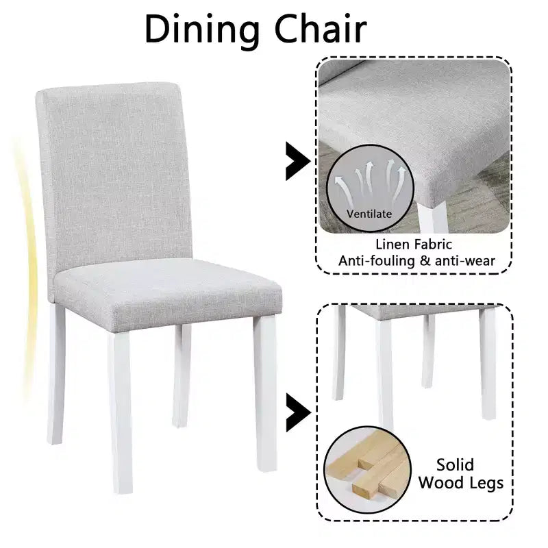 CLIHOME Ensemble de salle à manger 5 pièces en bois, ensemble de table de décoration de cuisine en cristal avec table carrée et 4 chaises rembourrées