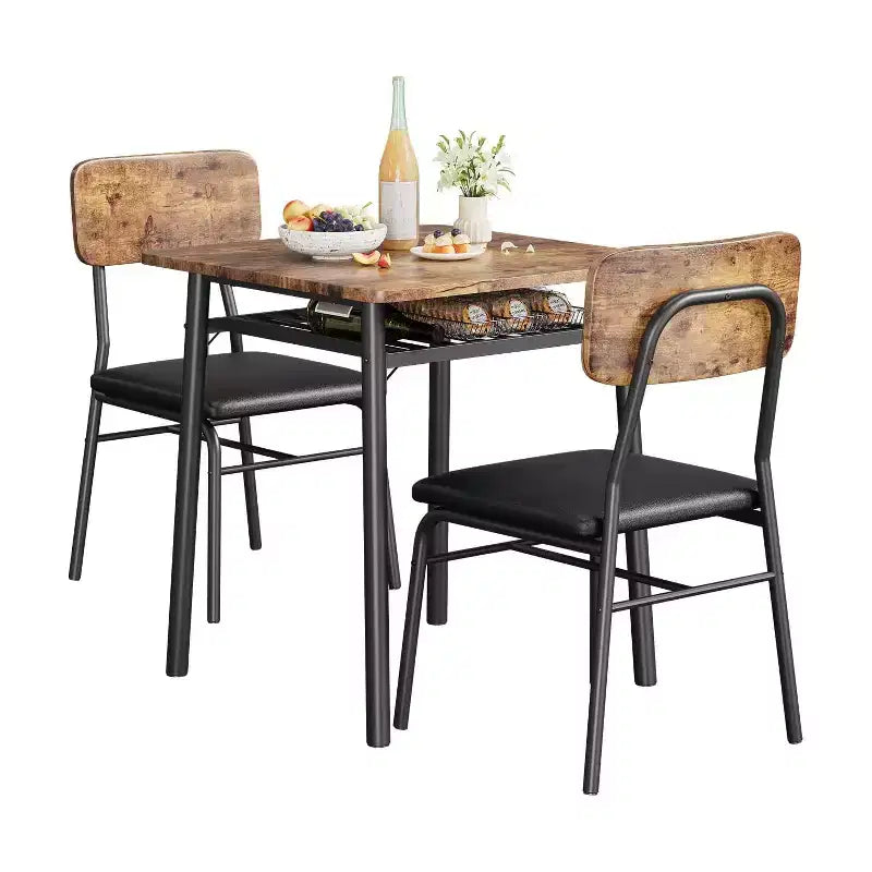 Ensemble de salle à manger 3 pièces pour 2, cuisine en bois, petite table de cuisine, chaises rembourrées et structure en métal, pour petit espace, appartement