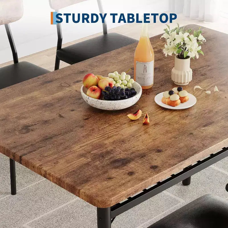Ensemble de salle à manger 3 pièces pour 2, cuisine en bois, petite table de cuisine, chaises rembourrées et structure en métal, pour petit espace, appartement
