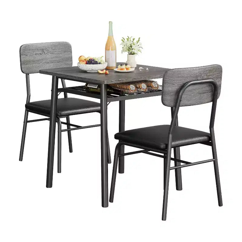 Ensemble de salle à manger 3 pièces pour 2, cuisine en bois, petite table de cuisine, chaises rembourrées et structure en métal, pour petit espace, appartement