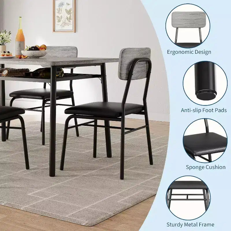 Ensemble de salle à manger 3 pièces pour 2, cuisine en bois, petite table de cuisine, chaises rembourrées et structure en métal, pour petit espace, appartement