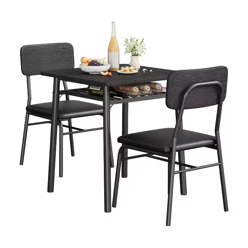 Ensemble de salle à manger 3 pièces pour 2, cuisine en bois, petite table de cuisine, chaises rembourrées et structure en métal, pour petit espace, appartement