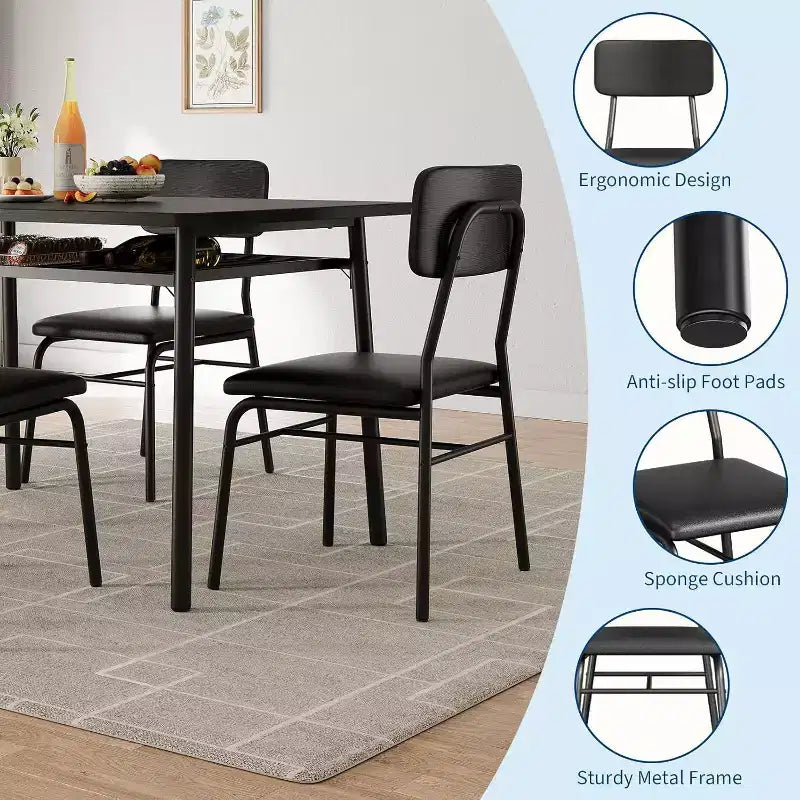 Ensemble de salle à manger 3 pièces pour 2, cuisine en bois, petite table de cuisine, chaises rembourrées et structure en métal, pour petit espace, appartement