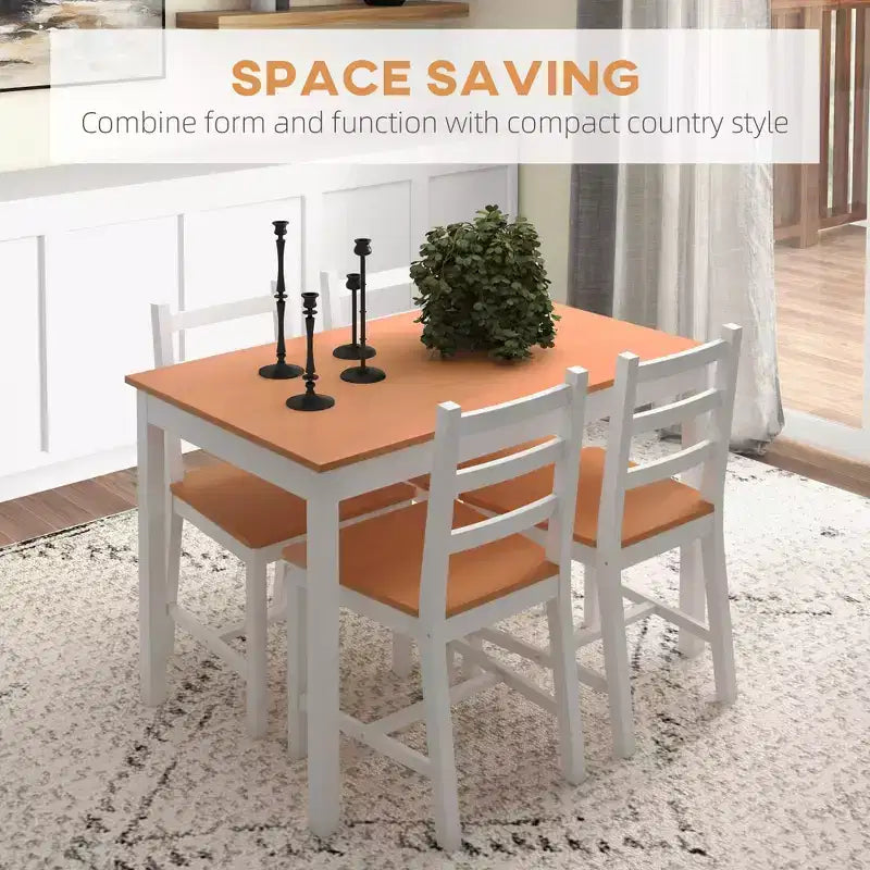 Ensemble table et chaises de salle à manger pour 4, 5 pièces, moderne, en bois massif, pour petits espaces, coin repas.