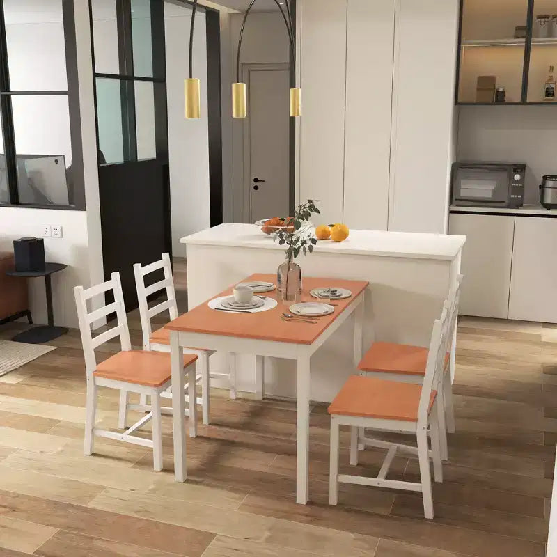 Ensemble table et chaises de salle à manger pour 4, 5 pièces, moderne, en bois massif, pour petits espaces, coin repas.