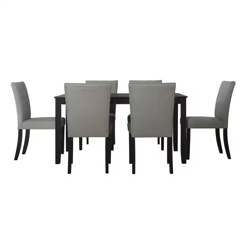 Ensemble de salle à manger 7 pièces ChaletPosh avec chaises de salle à manger avec housse en lin