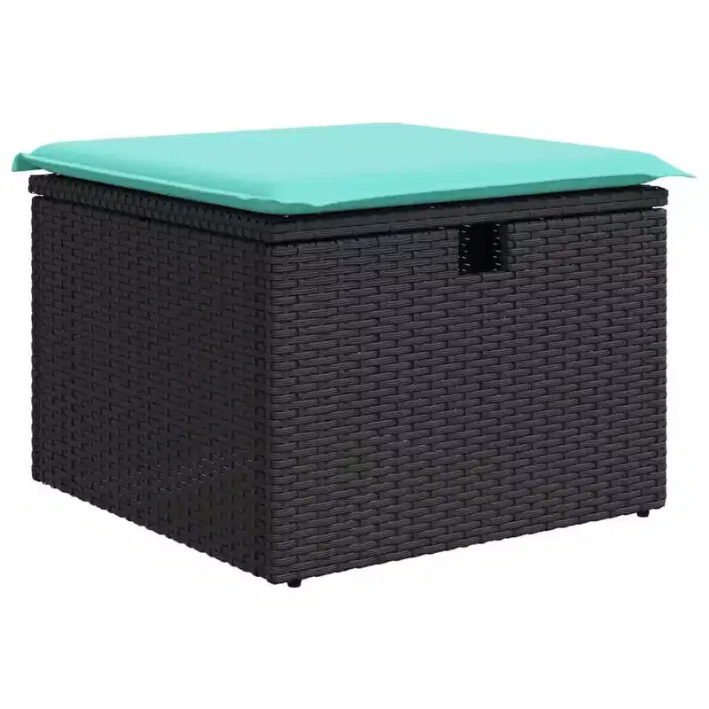 vidaXL Salon de jardin avec coussins 4 pcs Résine tressée noir - Noir bleu