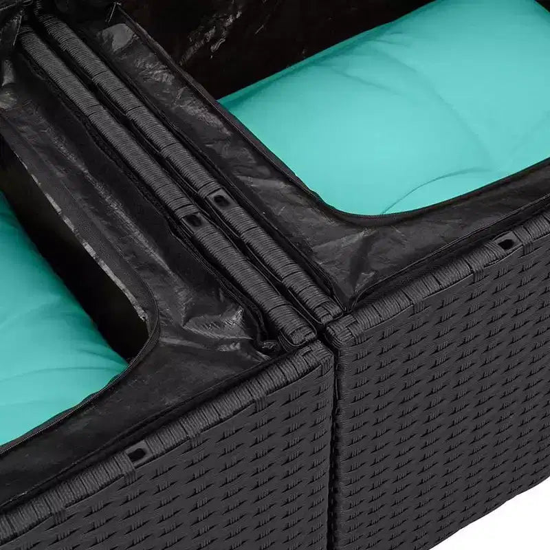 vidaXL Salon de jardin avec coussins 4 pcs Résine tressée noir - Noir bleu