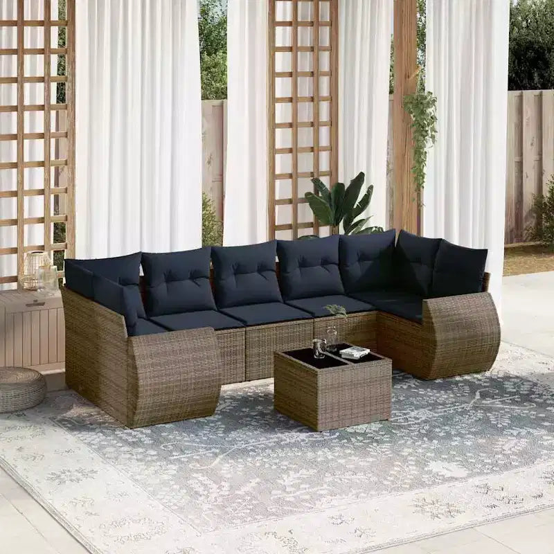 vidaXL Ensemble de canapés de jardin 8 pcs avec coussins résine tressée marron - Marron et crème