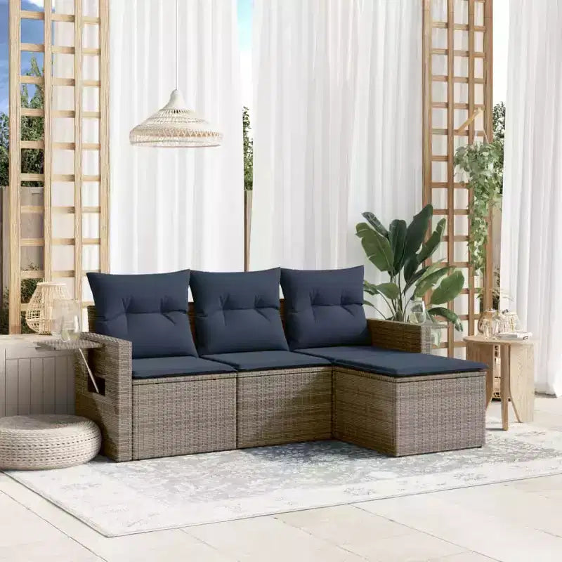 vidaXL Salon de jardin en rotin PE noir, acier poudré Standard
