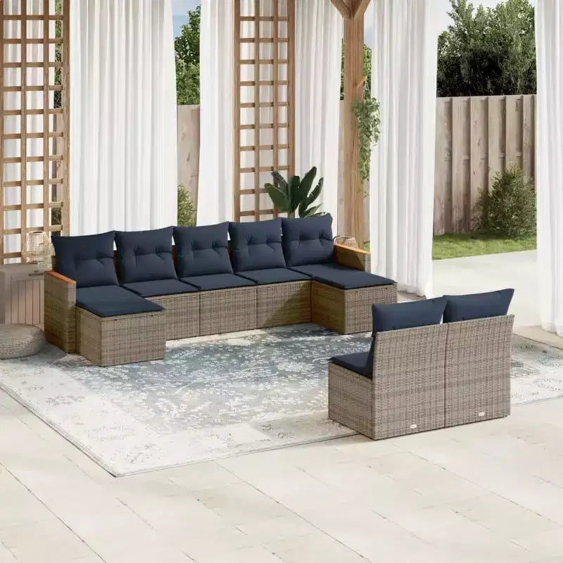 vidaXL Salon de jardin modulaire noir en rotin PE, acier enduit de poudre, grand modèle
