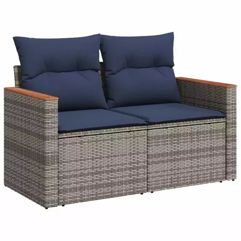 vidaXL Salon de jardin modulaire noir en rotin PE, acier enduit de poudre, grand modèle