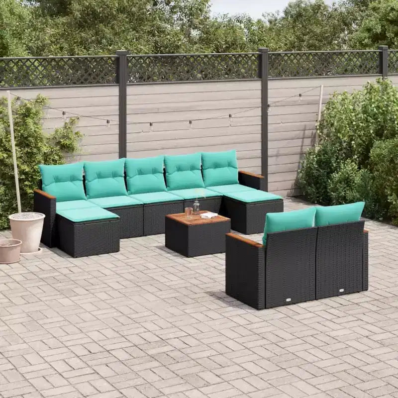 vidaXL Salon de jardin modulaire noir en rotin PE, acier enduit de poudre, grand modèle