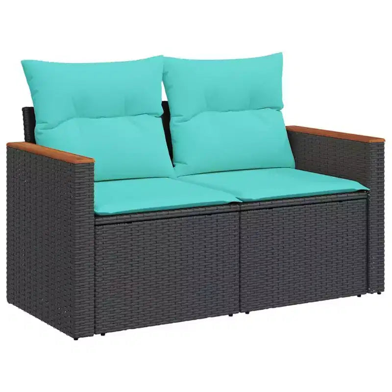 vidaXL Salon de jardin modulaire noir en rotin PE, acier enduit de poudre, grand modèle