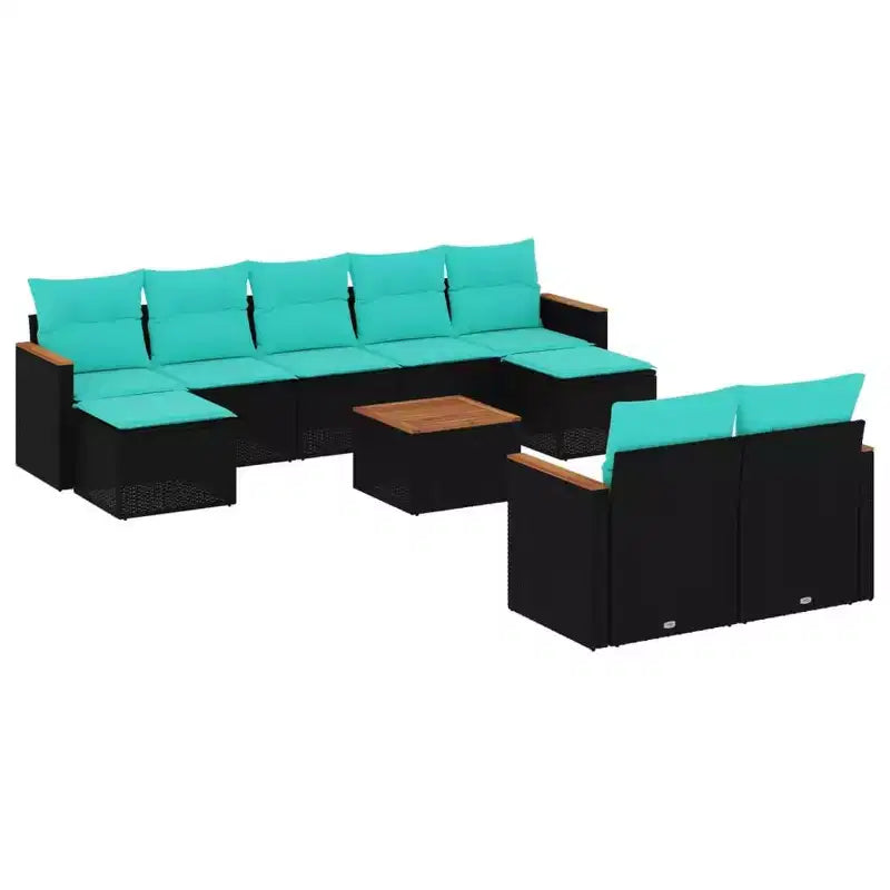 vidaXL Salon de jardin modulaire noir en rotin PE, acier enduit de poudre, grand modèle