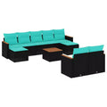 vidaXL Salon de jardin modulaire noir en rotin PE, acier enduit de poudre, grand modèle