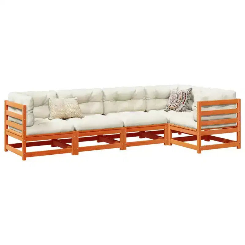 vidaXL Salon de jardin Bois naturel Bois de pin massif 5 pièces Modulable