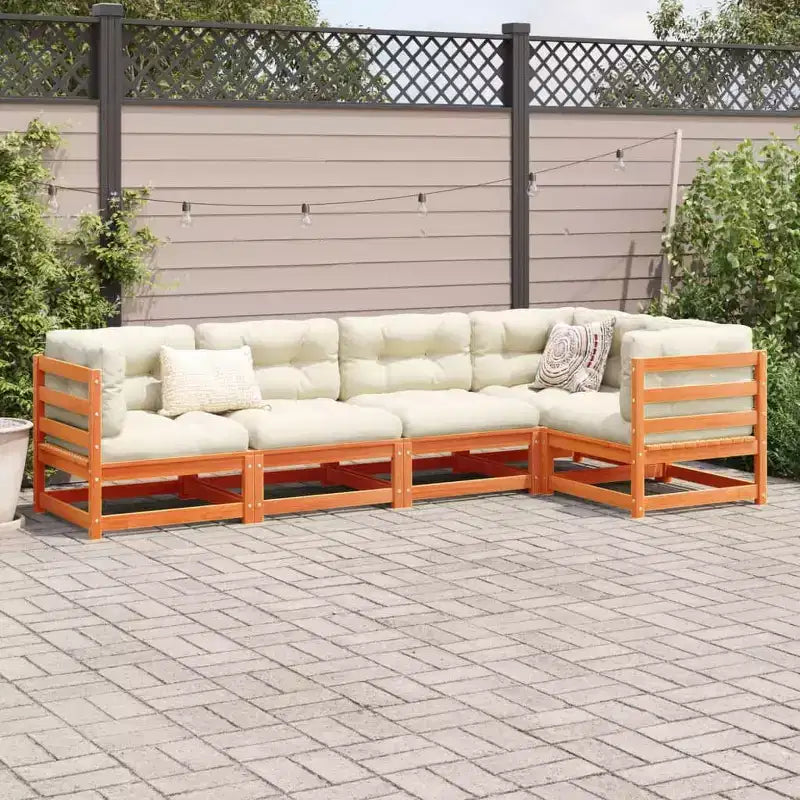 vidaXL Salon de jardin Bois naturel Bois de pin massif 5 pièces Modulable