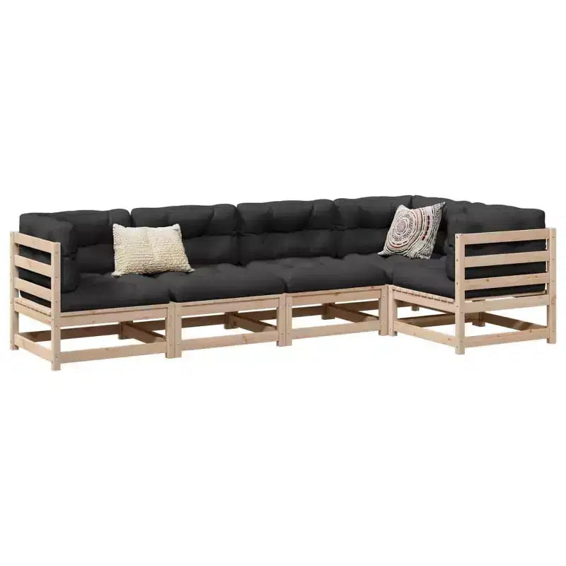 vidaXL Salon de jardin Bois naturel Bois de pin massif 5 pièces Modulable