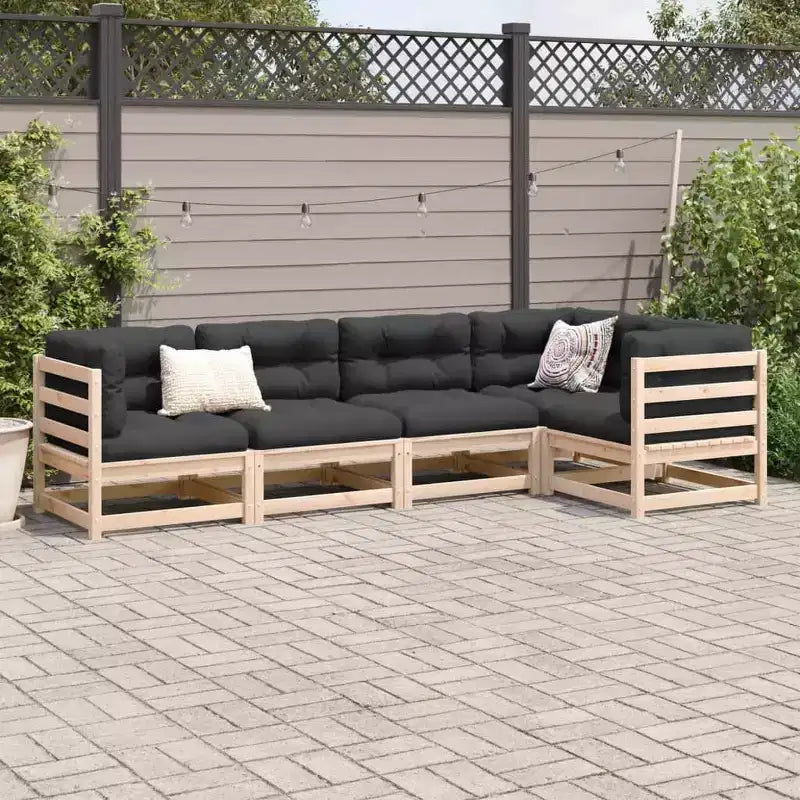 vidaXL Salon de jardin Bois naturel Bois de pin massif 5 pièces Modulable