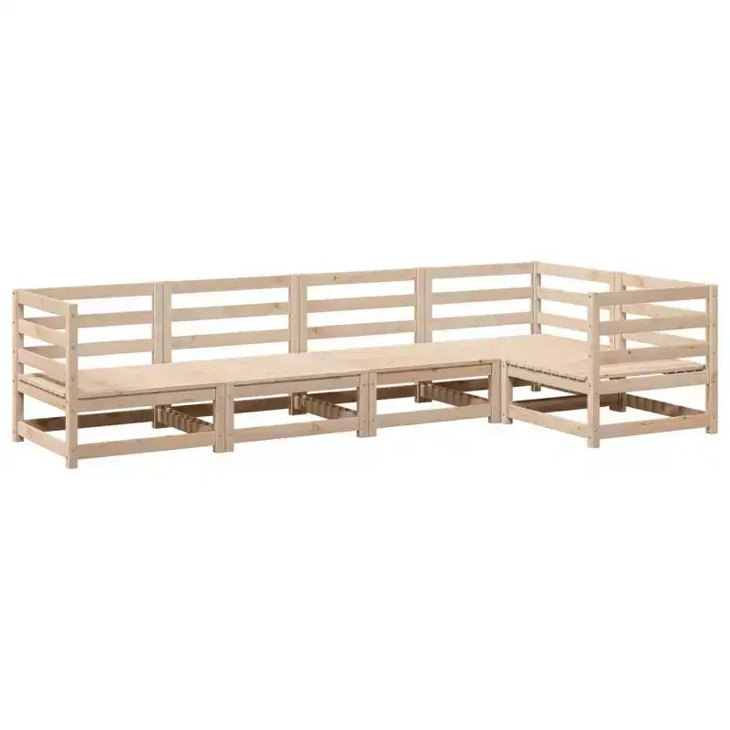vidaXL Garden Sofa Set Natural wood Solid pine wood 5 Piece Set Modular