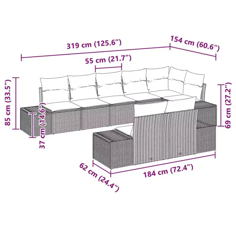 vidaXL Salon de jardin avec coussins 8 pcs Résine tressée
