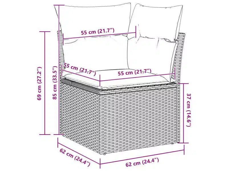 vidaXL Salon de jardin 7 pcs Marron Résine tressée