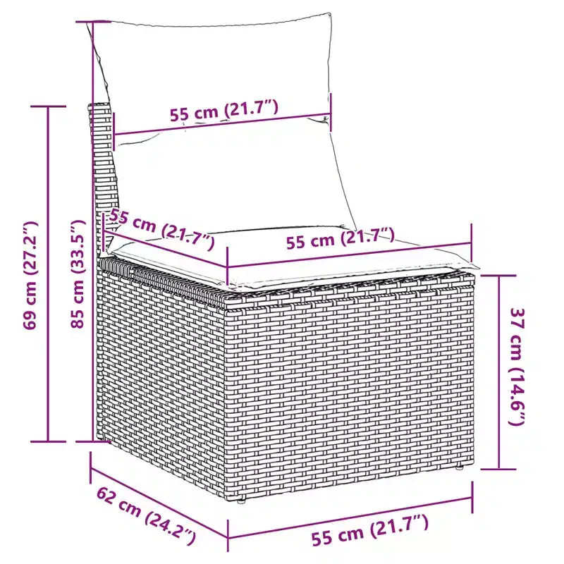 vidaXL Ensemble de canapés de jardin avec coussins 5 pcs Résine tressée marron - Marron sans table Rouge