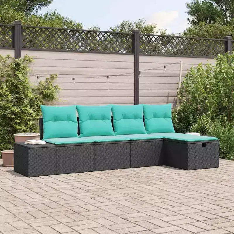 vidaXL Ensemble de canapés de jardin avec coussins 5 pcs Résine tressée marron - Marron sans table Rouge