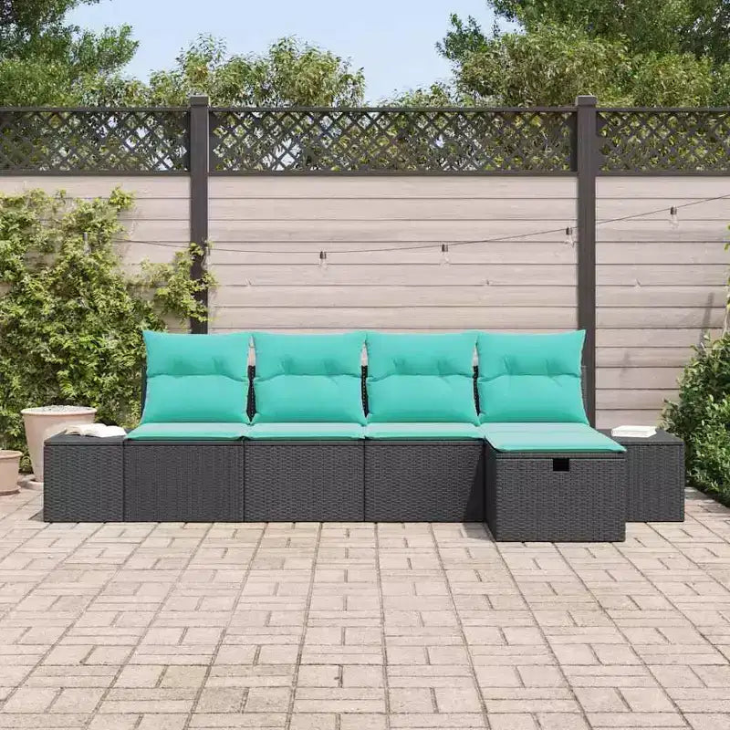 vidaXL Ensemble de canapés de jardin avec coussins 5 pcs Résine tressée marron - Marron sans table Rouge