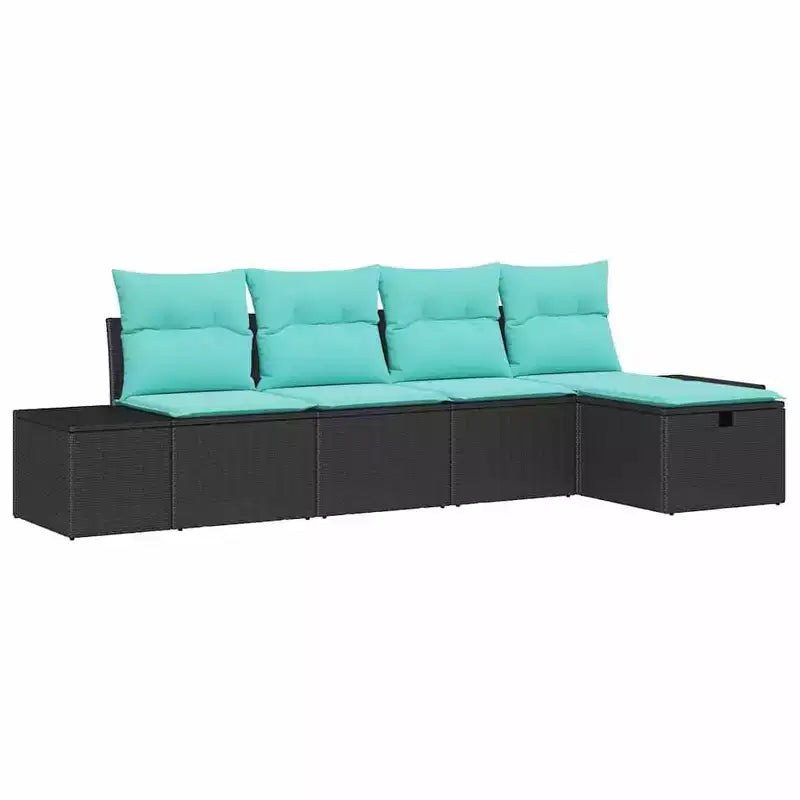 vidaXL Ensemble de canapés de jardin avec coussins 5 pcs Résine tressée marron - Marron sans table Rouge