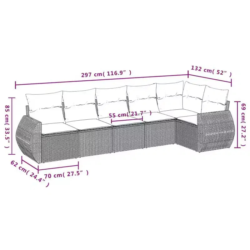 vidaXL Salon de jardin canapé noir en résine tressée Canapé de jardin modulable
