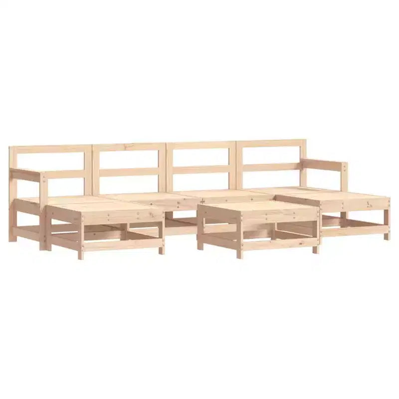 vidaXL Salon de jardin avec coussins, 7 pièces, en bois massif