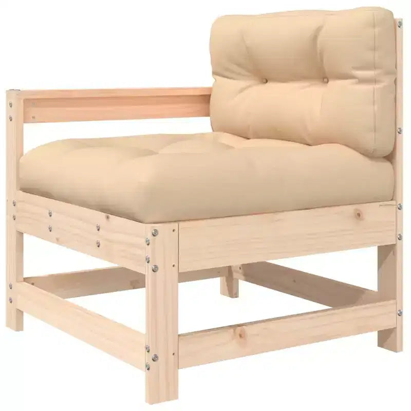 vidaXL Salon de jardin avec coussins, 7 pièces, en bois massif
