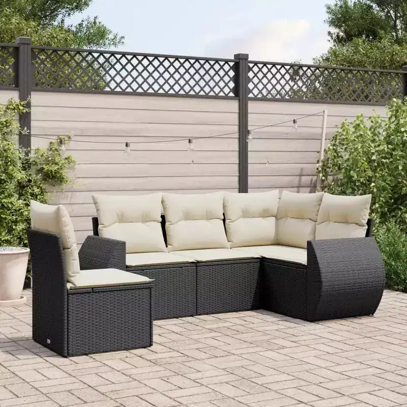 vidaXL Salon de jardin 6 pièces avec coussins, résine tressée beige