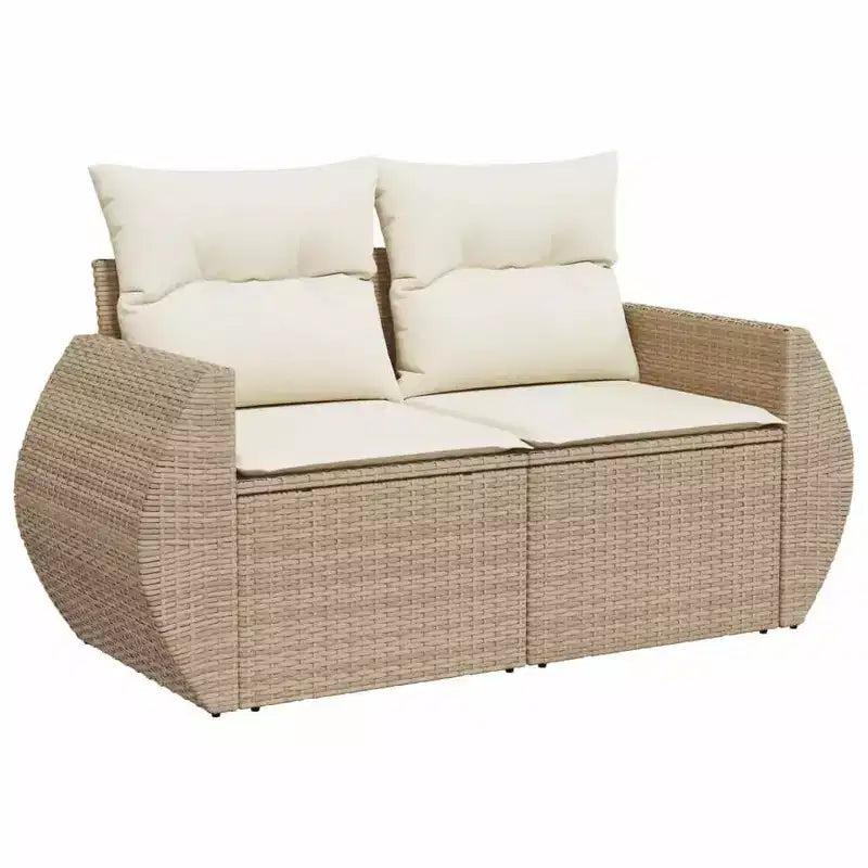 vidaXL Salon de jardin 6 pièces avec coussins, résine tressée beige