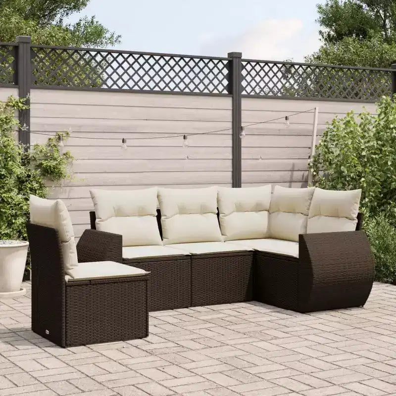 vidaXL Salon de jardin 6 pièces avec coussins, résine tressée beige