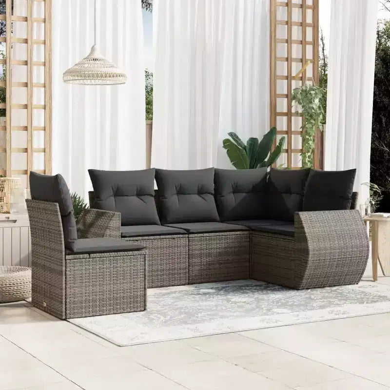 vidaXL Salon de jardin 6 pièces avec coussins, résine tressée beige