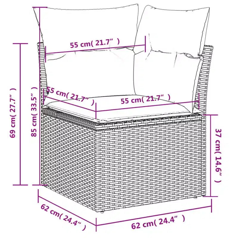 vidaXL Salon de jardin 6 pièces avec coussins, résine tressée beige