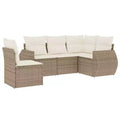 vidaXL Salon de jardin 6 pièces avec coussins, résine tressée beige