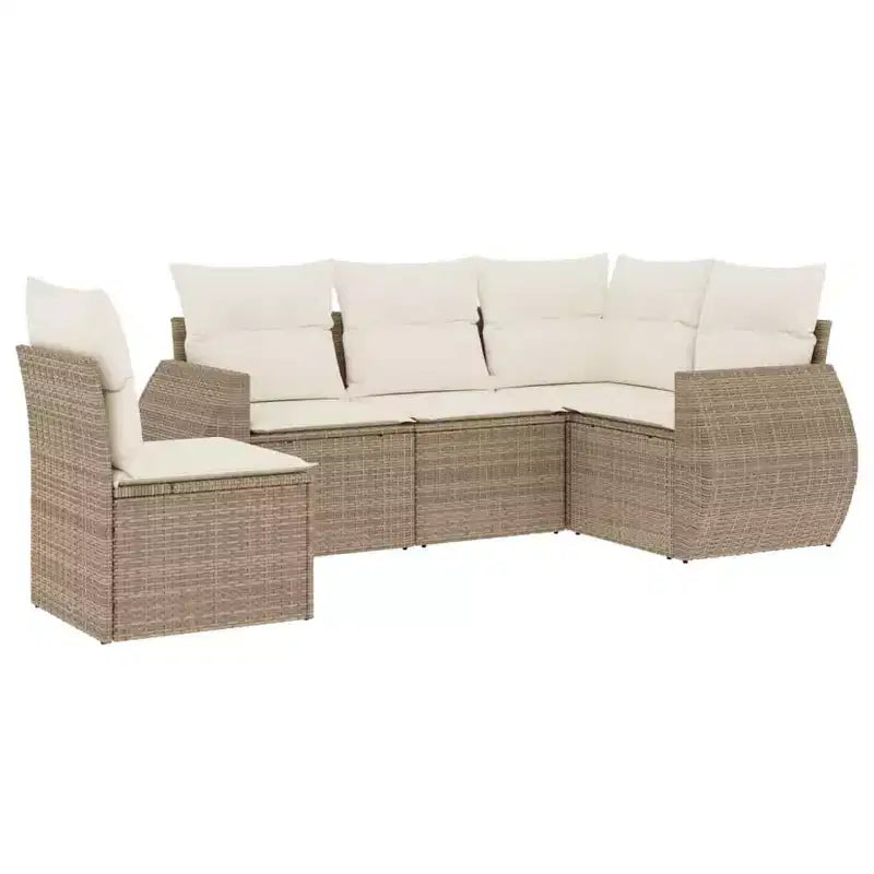 vidaXL Salon de jardin 6 pièces avec coussins, résine tressée beige