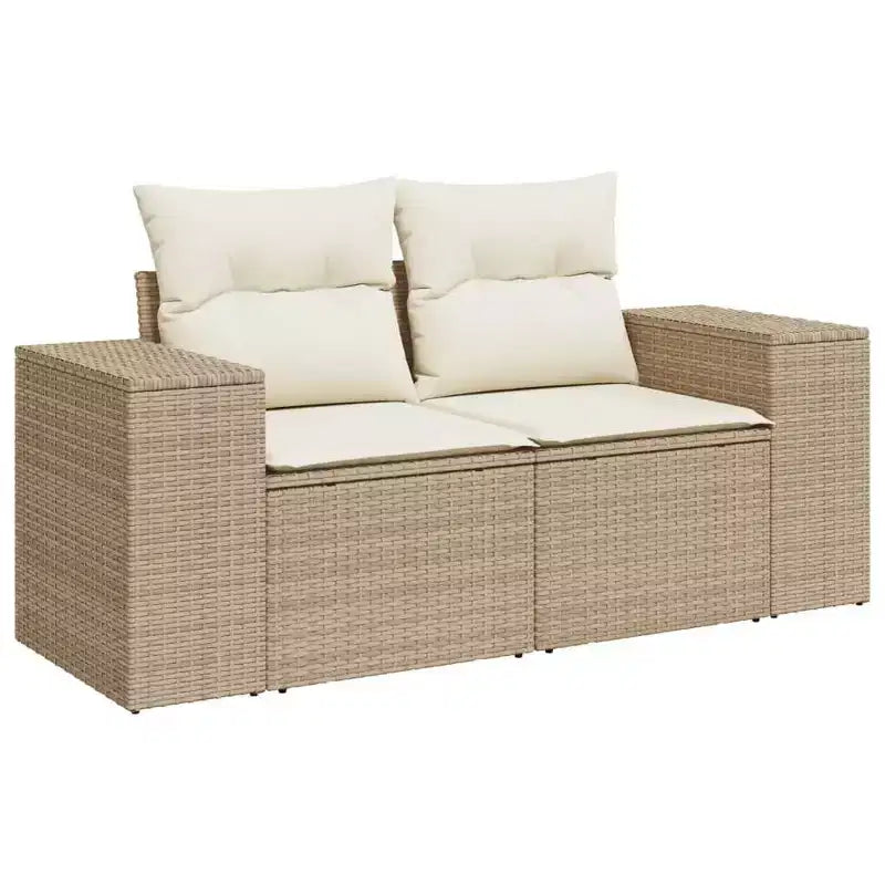 vidaXL Salon de jardin 6 pièces avec coussins, résine tressée beige