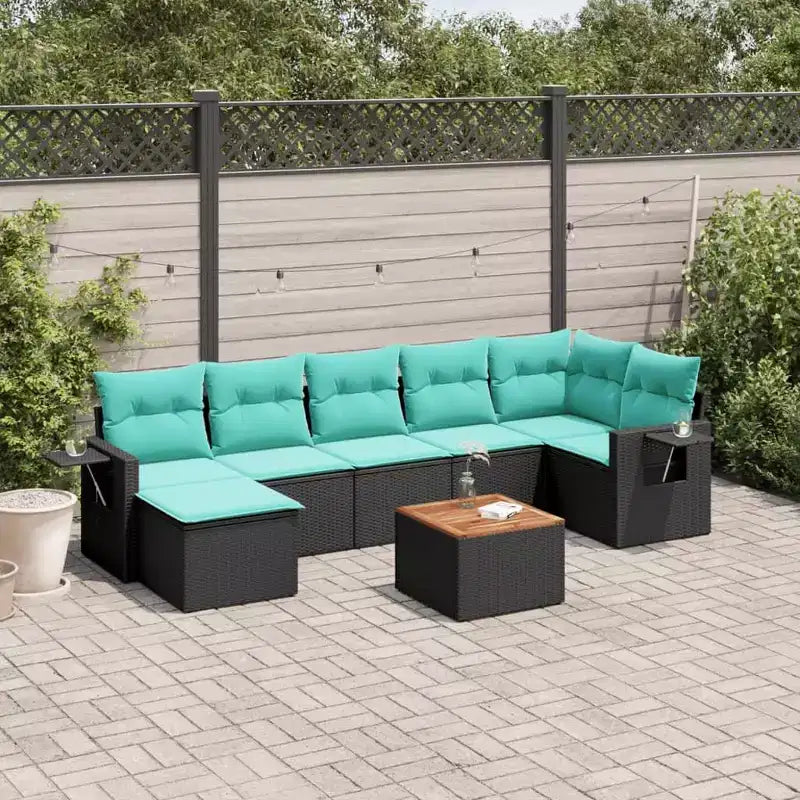 vidaXL Salon de jardin 8 pièces avec coussins résine tressée noir