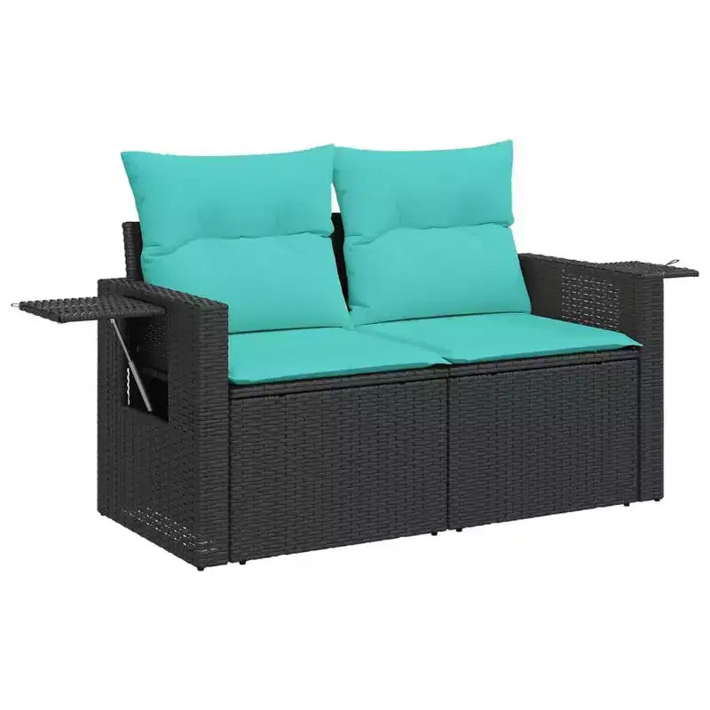 vidaXL Salon de jardin 8 pièces avec coussins résine tressée noir