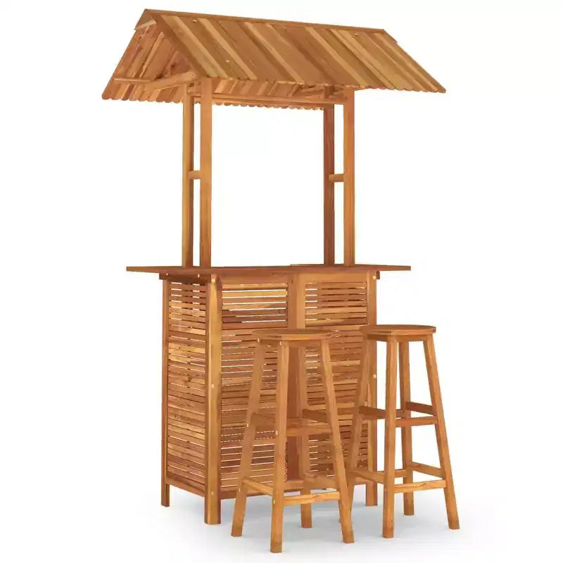vidaXL Patio Bar Set Garden Outdoor Balcony Table and Chair Solid Wood Acacia