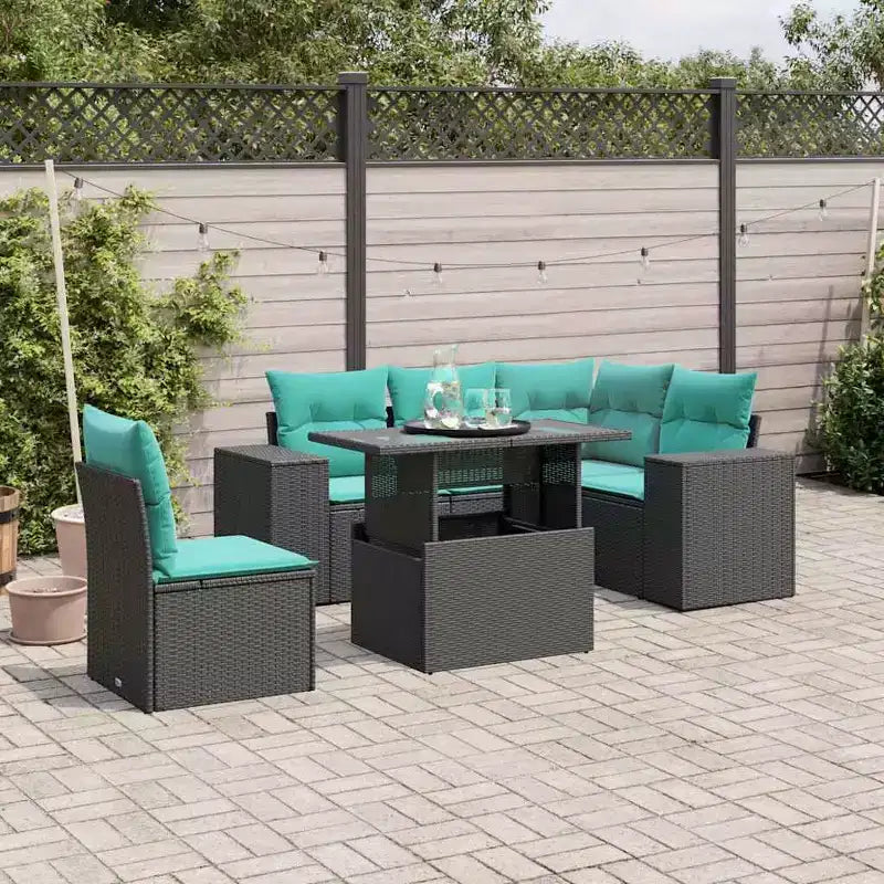 vidaXL Salon de jardin 6 pièces avec coussins résine tressée