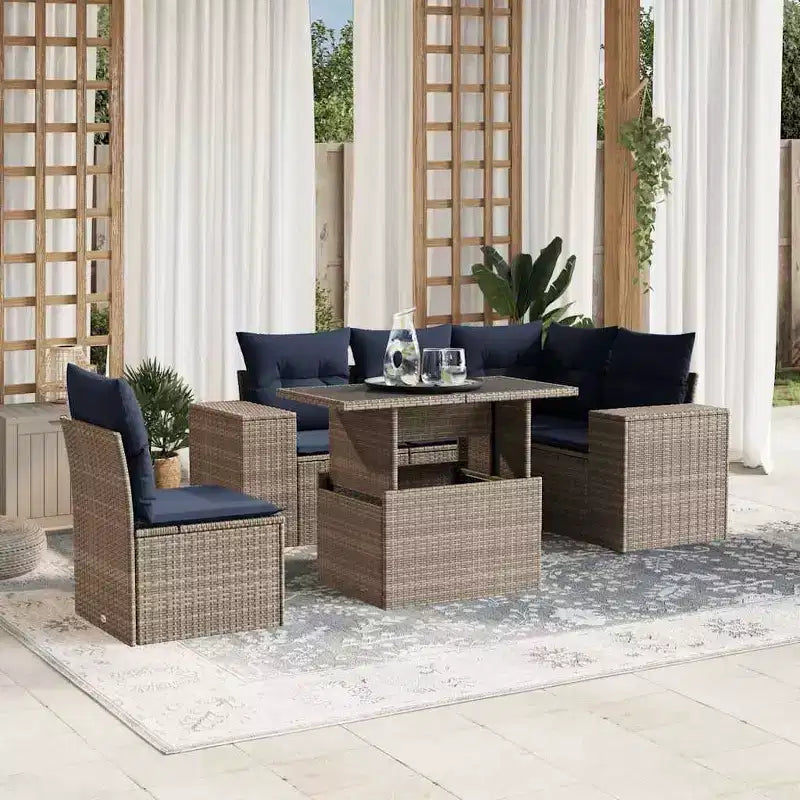 vidaXL Salon de jardin 6 pièces avec coussins résine tressée