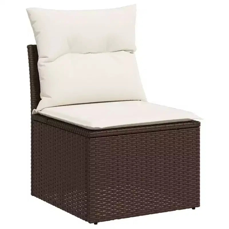 vidaXL Salon de jardin 10 pcs avec coussins résine tressée marron
