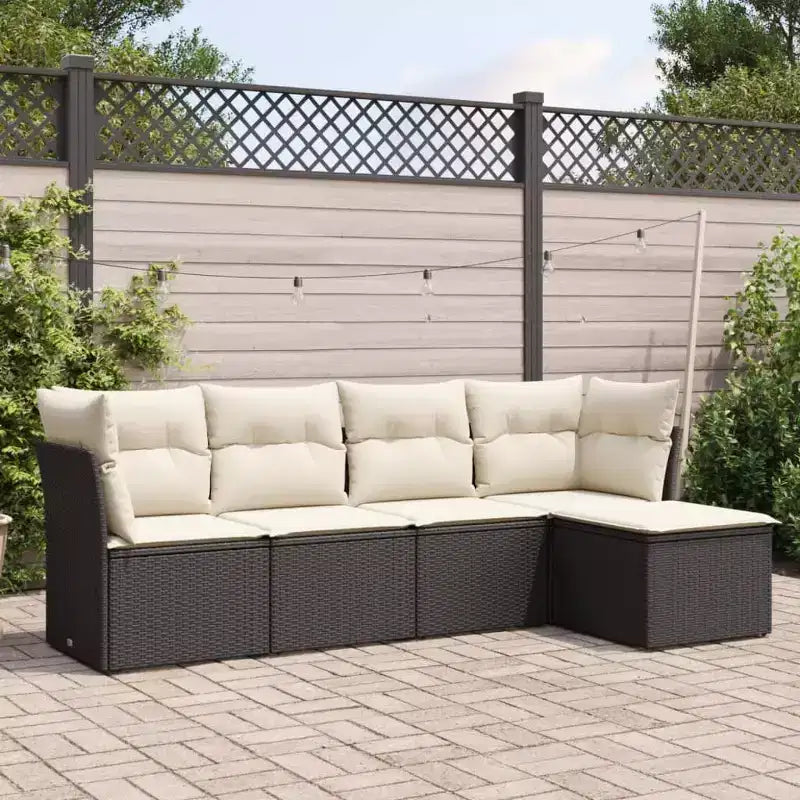 vidaXL Salon de jardin 5 pièces avec coussins en résine tressée, canapé d'extérieur modulable, plusieurs couleurs et modèles